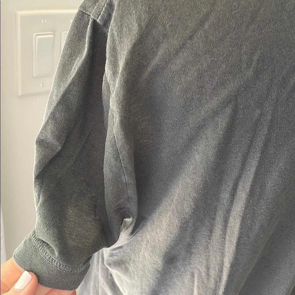 James Perse Size 1 Small EUC Classic Gray Asphalt V-Neck Top Cotton Shirt - Picture 7 of 10